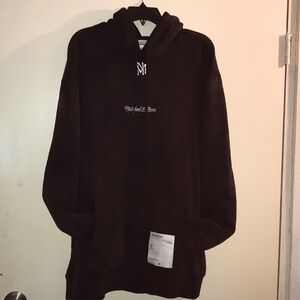 Large Men's faded Black  retro vintage Hoodie nostalgia Mitchell & Ness